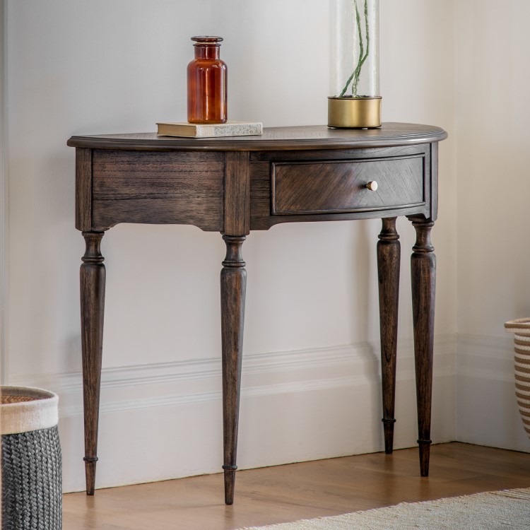 Half Moon Dark Wood Console Table - Madie