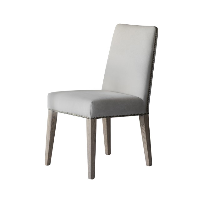 Set of 2 grey dining chairs with Dark wood legs-Madie