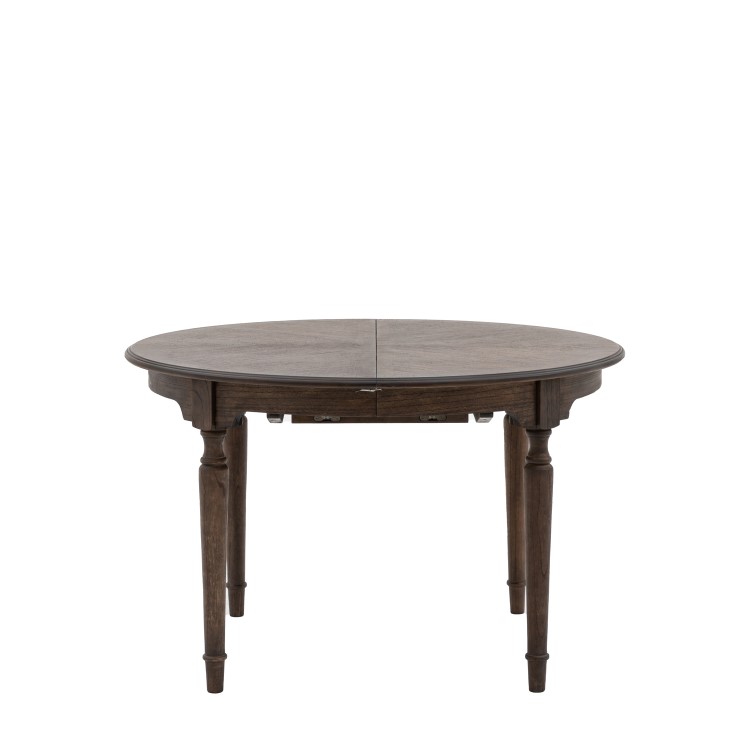 Round Dark Wood Extendable Dining Table - Seats 6 - Madie