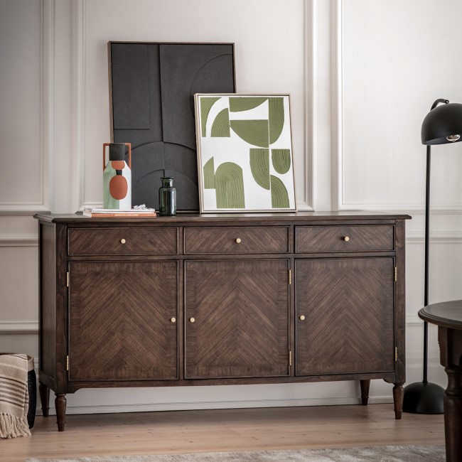 Large Dark Wood Sideboard with Drawers - Madie