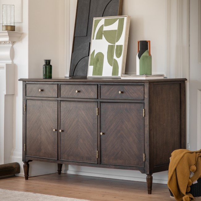 Large Dark Wood Sideboard with Drawers - Madie