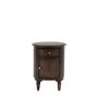 Round Walnut Side Table with Storage Cupboard and Drawer - Madie