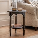 FOL105598 Round Walnut Side Table with Storage Shelf - Madie