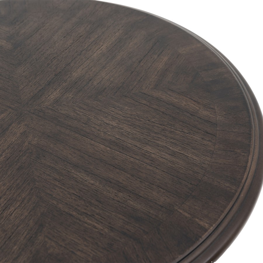 Round Walnut Side Table with Storage Shelf - Madie