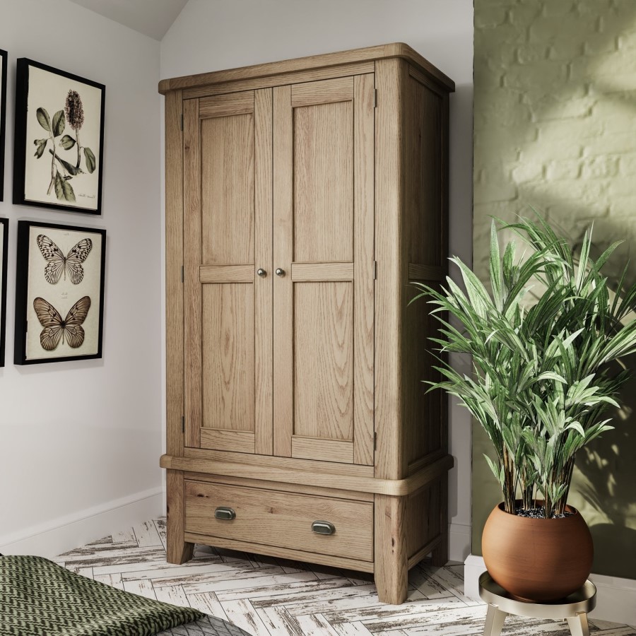 Smoked Oak 2 Door Wardrobe-The Wickerman