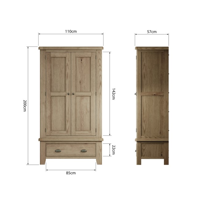 Smoked Oak 2 Door Wardrobe-The Wickerman