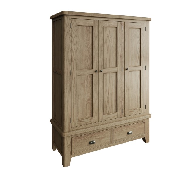 Smoked Oak 3 Door Wardrobe-The Wickerman