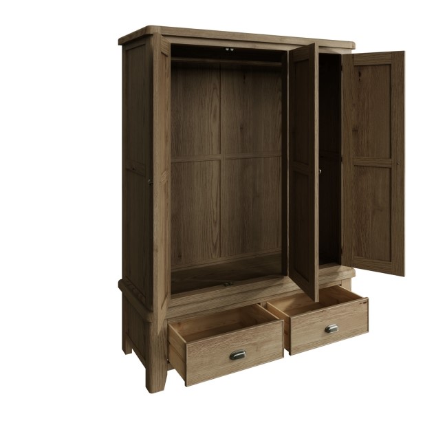 Smoked Oak 3 Door Wardrobe-The Wickerman