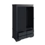 Midnight Grey Painted & Oak 2 Door Wardrobe with Drawer-The Wickerman