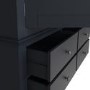 Midnight Grey Painted & Oak 2 Door Wardrobe with Drawer-The Wickerman