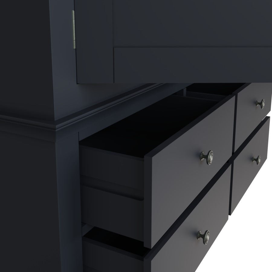Midnight Grey Painted & Oak 2 Door Wardrobe with Drawer-The Wickerman