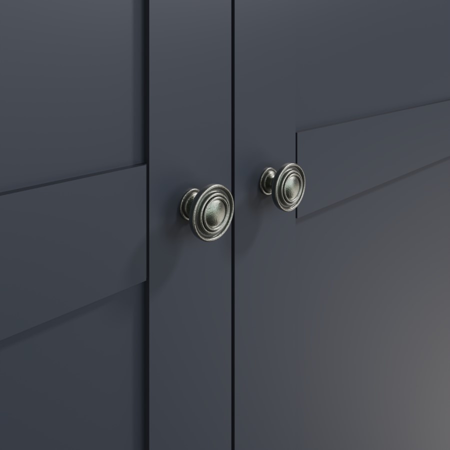 Midnight Grey Painted & Oak 2 Door Wardrobe with Drawer-The Wickerman