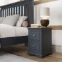 Midnight Grey Painted & Oak 2 Drawer Bedside Cabinet-The Wickerman