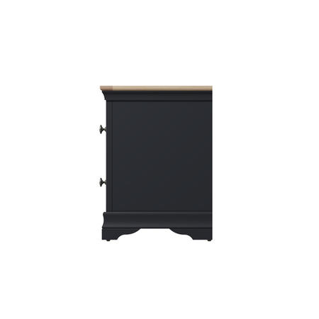 Midnight Grey Painted & Oak 2 Drawer Bedside Cabinet-The Wickerman