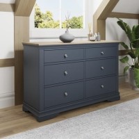 Wide Oak and Grey Chest of 6 Drawers - The Wickerman