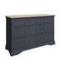 Wide Oak and Grey Chest of 6 Drawers - The Wickerman
