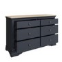 Wide Oak and Grey Chest of 6 Drawers - The Wickerman
