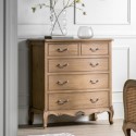 FOL105611 Oak French Chest of 5 Drawers - Chic - Caspian House