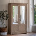 FOL105612 Mustique 2 Mirror Door Wardrobe in Wood- Caspian House