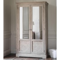 Mustique 2 Mirror Door Wardrobe in Wood- Caspian House