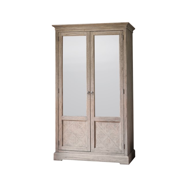 Mustique 2 Mirror Door Wardrobe in Wood- Caspian House