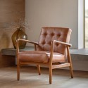 FOL105617 Brown Leather Mid Century Armchair - Caspian House