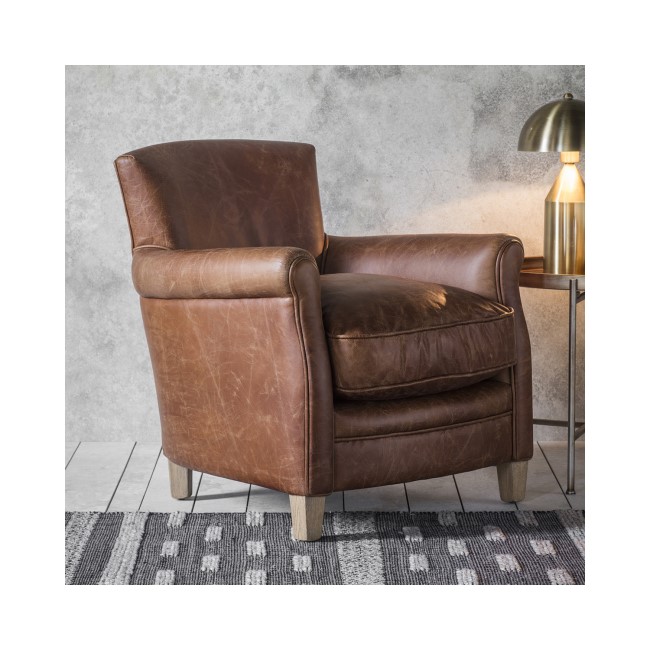 Brown Leather Armchair - Caspian House