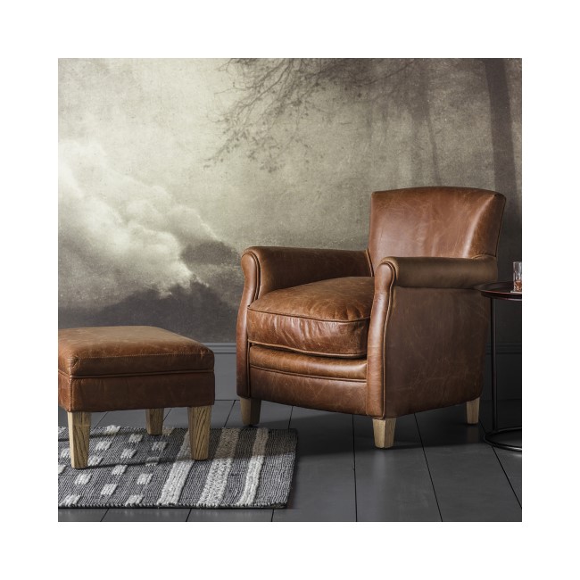 Brown Leather Accent Chair - Caspian House