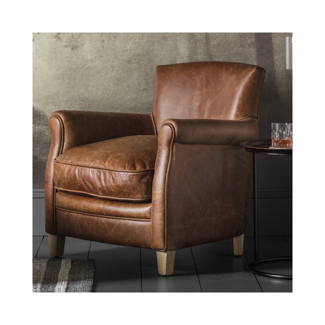 Brown Leather Accent Chair - Caspian House