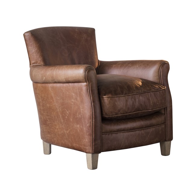 Brown Leather Accent Chair - Caspian House