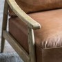 Brown Leather Mid Century Armchair with Wood Frame - Caspian House
