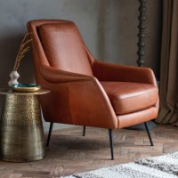 Brown Leather Armchair - Caspian House