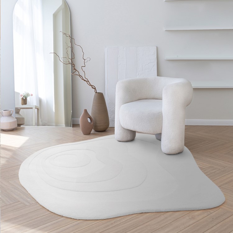 Hand Carved Cream Rug - 150 x 150 cm - Surge - Olsen