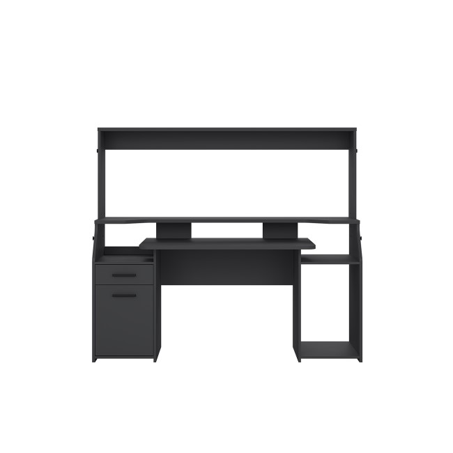 Black Gaming Desk with 1 Door and 1 Drawer - Function Plus 