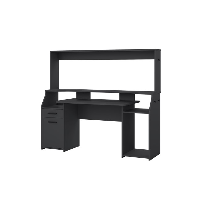 Black Gaming Desk with 1 Door and 1 Drawer - Function Plus 