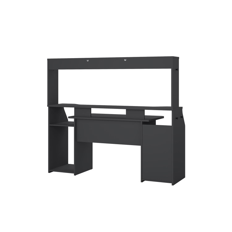 Black Gaming Desk with 1 Door and 1 Drawer - Function Plus 