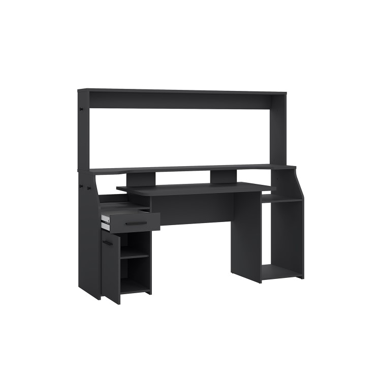 Black Gaming Desk with 1 Door and 1 Drawer - Function Plus 