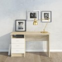 FOL105640 Oak Desk with 3 Drawers in White - Function Plus 