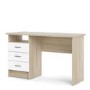 Oak Desk with 3 Drawers in White - Function Plus 