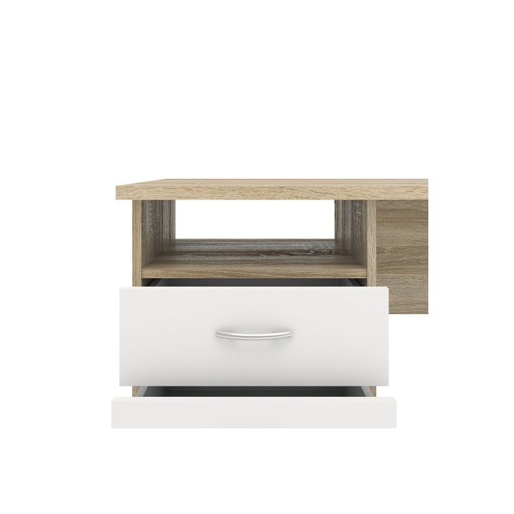 Oak Desk with 3 Drawers in White - Function Plus 