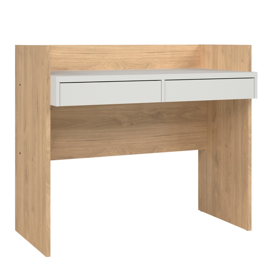 Oak & White Desk with Drawers - Function Plus