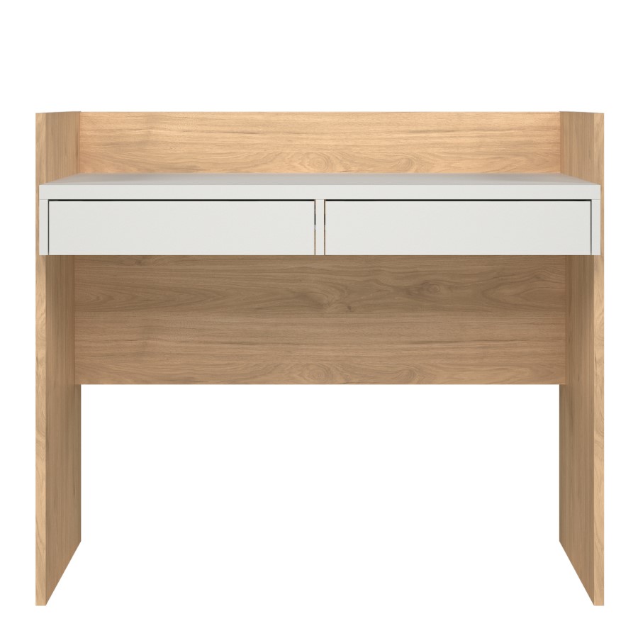Oak & White Desk with Drawers - Function Plus