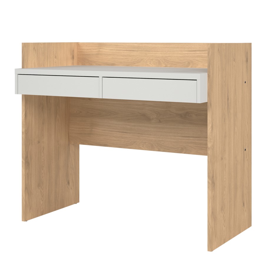 Oak & White Desk with Drawers - Function Plus