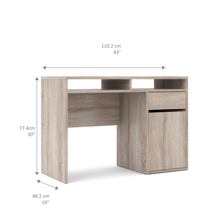 Oak Desk with Cupboard and Shelves - Function Plus