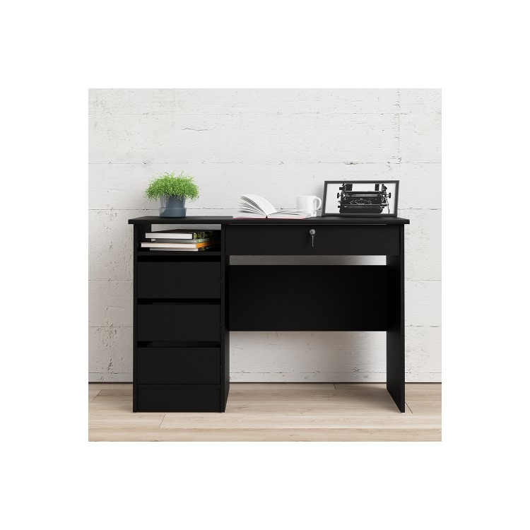 Black Oak Desk with Drawers - Function Plus 