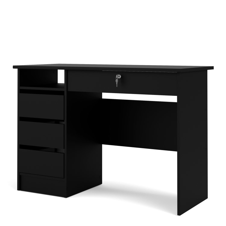 Black Oak Desk with Drawers - Function Plus 