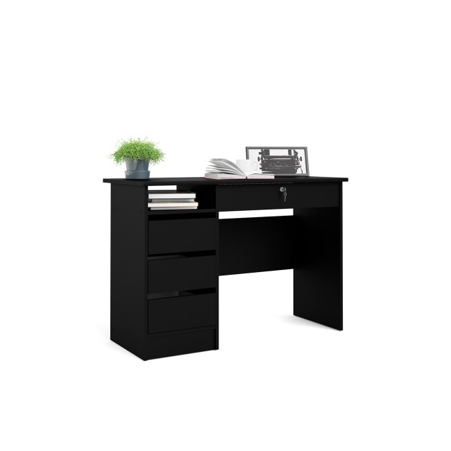 Black Oak Desk with Drawers - Function Plus 