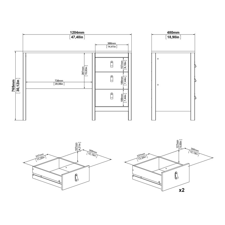 White Desk with Drawers - Barcelona 