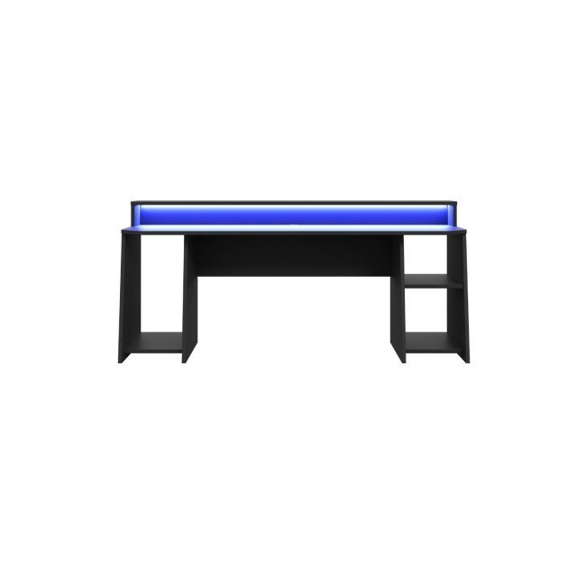 Wide Black Gaming Desk with Colour Changing LED - Tezaur