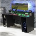 FOL105648 Black Gaming Desk 2 Shelves with Colour Changing LED - Tezaur